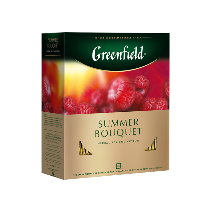 Напиток чайный со вкусом и ароматом малины, 100пак, Greenfield Summer Bouquet, 200 гр., картонная коробка в Москве