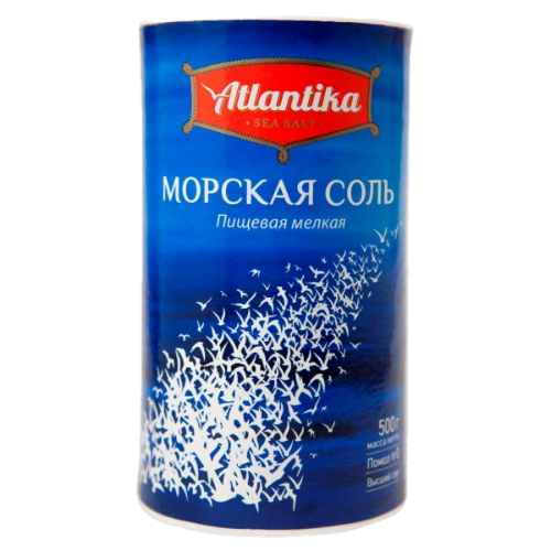 Соль Atlantika пищевая йодированная морская крупная  500 гр. туба в Москве