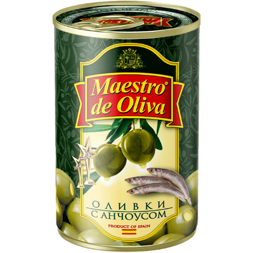 Оливки Maestro de Oliva с анчоусом 300 гр. 12 шт. в упаковке в Москве